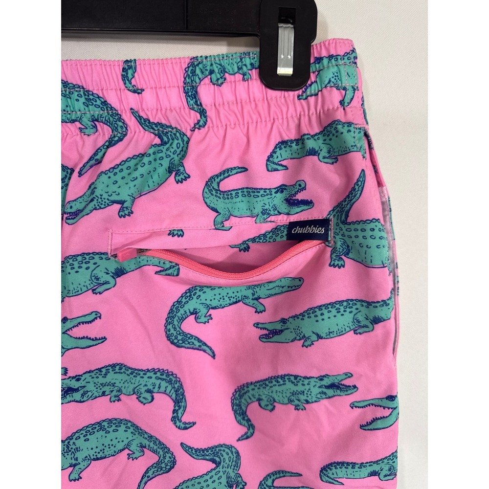 Chubbies Pink Alligator Print Elastic‎ Waist Swim Trunks Men's Med Tropical NWOT - Picture 6 of 9